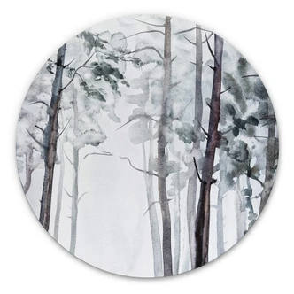 Alu-Dibond Aquarell Wald - Rund 