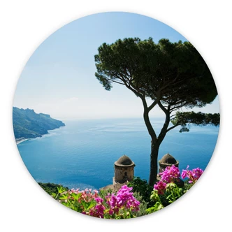 Wandcirkel Uitzicht op de Amalfikust 