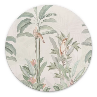 Tableaux Forêt tropicale avec cacatoès - Bloomery Decor - Alu-Dibond Rond 