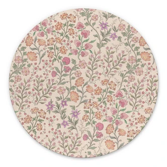 Stampe per pareti con fiori vintage - Beige - Decorazione floreale - Alu-Dibond rotondo Stampe per pareti con fiori vintage - Beige - Decorazione floreale - Alu-Dibond rotondo