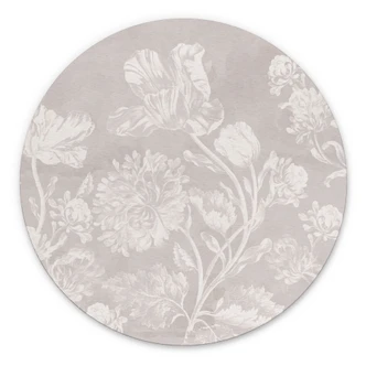Wall Art Wild Flowers in Chalk Look Beige - Bloomery Decor - Alu-Dibond Round 
