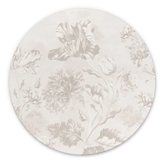 Wall Art Wildflowers in chalk look Greige - Bloomery Decor - Alu-Dibond Round 