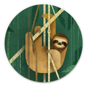 Alu-Dibond Braun - Faultier - Rund 