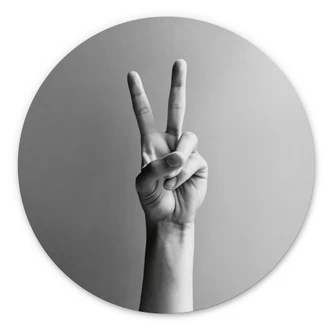 Wandbild Victory Hand - Zeichen des Friedens und Sieges - Bühler - Alu-Dibond Rund Wandbild Victory Hand - Zeichen des Friedens und Sieges - Bühler - Alu-Dibond Rund
