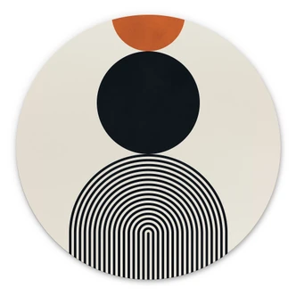 Wanddecoratie Abstracte lijnen en cirkels in harmonie - Costa - Alu-Dibond Rond 