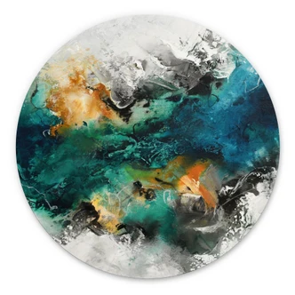 Wanddecoratie kleur mist abstract - Fedrau - Rond - Alu-Dibond 