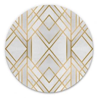 Alu-Dibond Fredriksson - Art Deco: Goldene Geometrie - Rund 