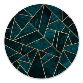 Alu-Dibond Fredriksson - Blau-grüner Edelstein - Rund 