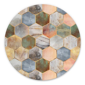 Wandbild Fredriksson - Marmor & Perlmutt - Alu-Dibond Rund 