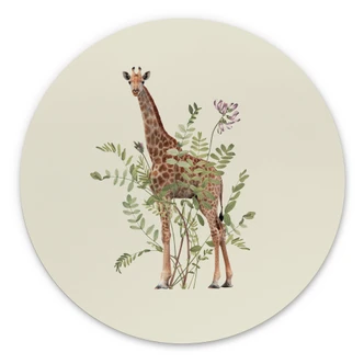 Wandbild Florale Giraffe - Frida Floral Studio - Alu-Dibond - Rund 