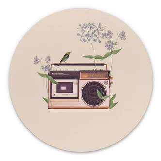 Wandbild Retro Radio floral - Frida Floral Studio - Alu-Dibond - Rund 