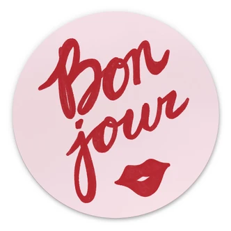 Dibond Wall Decoration Bonjour with kissing mouth - Fritsch 