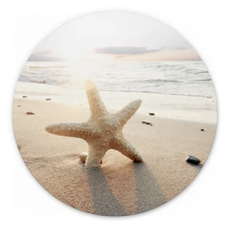 Wandcirkel Sprankelende zeesterren op een eenzaam strand Wandcirkel Sprankelende zeesterren op een eenzaam strand