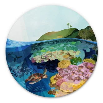 Alu-Dibond Goed Blauw - Unterwasser - Rund Alu-Dibond Goed Blauw - Unterwasser - Rund