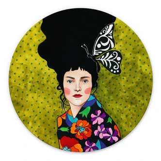 Wandbild Frau mit Schmetterling im Haar - Alu-Dibond - Hülya - Rund 