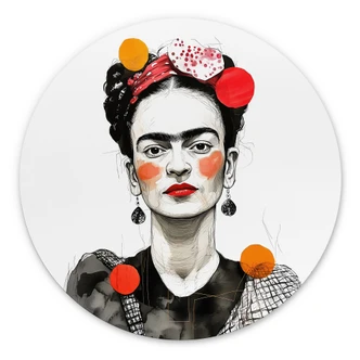 Wandbild Frida Kahlo Pop-Art Porträt - Jaszke - Alu-Dibond Rund 