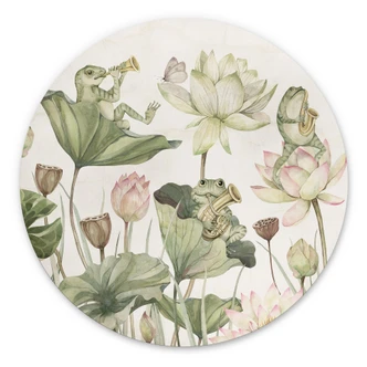 Dibond Wanddecoratie Kikkerorkest op waterlelies - Kikki Belle 