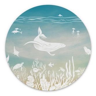 Ronde Wanddecoratie onderwaterwereld paradijs - Ombre - Kikki Belle - Aluminium dibond 