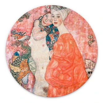 Wandbild Klimt - Die Freundinnen - Alu-Dibond Rund 
