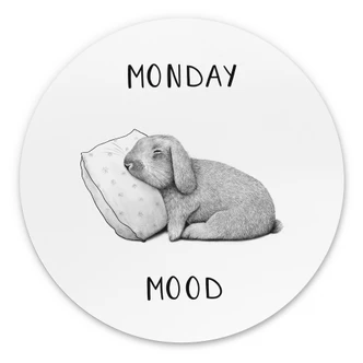 Ronde muurschildering maandagmorgen - Haas op maandagmorgen - Korenkova - Alu- Dibond 