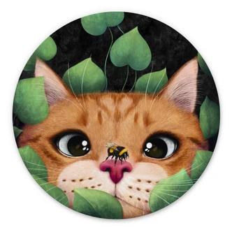 Muurschildering Sweet cat in the bush - Korenkova - Alu-Dibond Rond 