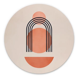 Vægcirkel Abstrakt geometri i ferskenfarver - Kubistika Vægcirkel Abstrakt geometri i ferskenfarver - Kubistika