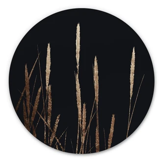 Tableau sur alu-Dibond rond Kubistika - champs d'or 