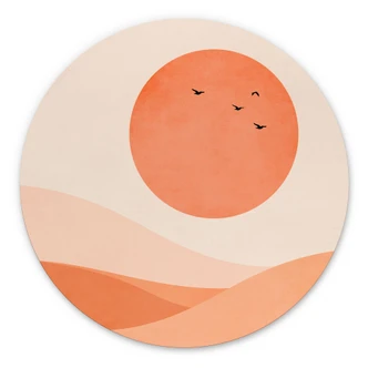 Vægcirkel Harmonisk landskab orange - Kubistika Vægcirkel Harmonisk landskab orange - Kubistika