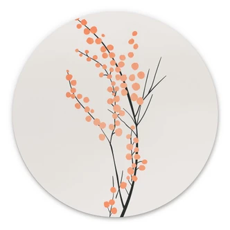 Vægcirkel Ferskenfarvede kirsebærblomster - Kubistika Vægcirkel Ferskenfarvede kirsebærblomster - Kubistika