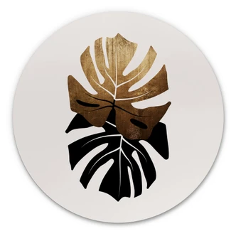Wandcirkel Kubistika Black & Gold Monstera 