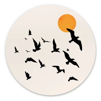 Vægcirkel Trækfugle på vej sydpå - Kubistika Vægcirkel Trækfugle på vej sydpå - Kubistika