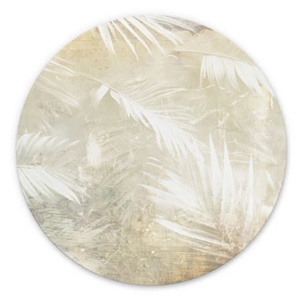 Dibond Wanddecoratie Abstracte witte palmbladeren - Kulik 