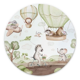 Wanddecoratie van de dierenvrienden - Kvilis - Alu-Dibond Rond 