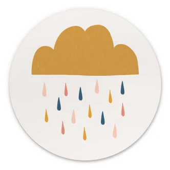 Wandbild Fröhlicher Regen in Pastelltönen - Menina Lisboa - Alu-Dibond - Rund 