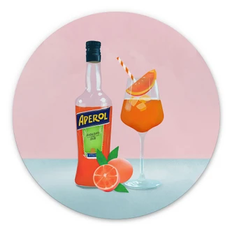 Wandbild Aperol Spritz - Lizde - Rund - Alu-Dibond 