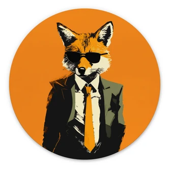 Dibond Wanddecoratie Coole vos in een pak - Magnusson 