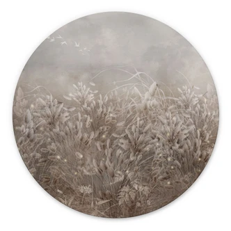 Wanddecoratie Pampasgras en grassen in beige - Ms Tiff - Alu-Dibond Rond 