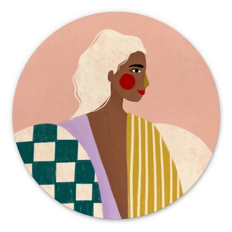 Wandbild Frau in Mustern: Eine moderne Ikone - Müller - Rund -Alu-Dibond 