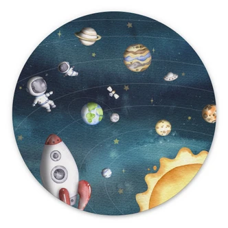 Wandbild Weltraum Abenteuer mit Astronauten - Oliver Robins - Alu-Dibond - Rund 