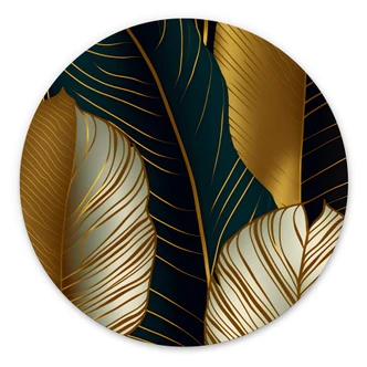 Wandcirkel Gouden Palmbladeren 