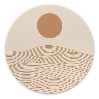 Wandbild Sonnenaufgang über der abstrakten Wüste - Playell - Alu-Dibond Rund 
