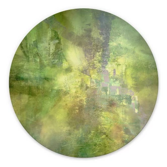 Wandbild Farbenspiel aus Goldgrün - Schmucker - Alu-Dibond Rund 