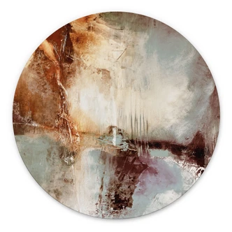 Wanddecoratie Gouden sporen in het mistige licht - Schmucker - Alu-Dibond Rond 