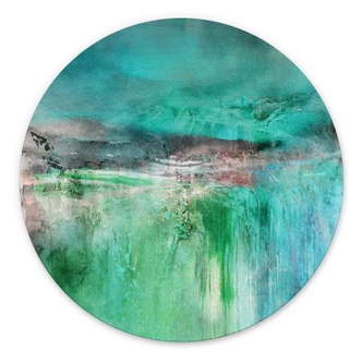 Wanddecoratie Groen fantasielandschap - Schmucker - Alu-Dibond Rond 