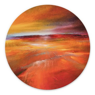 Wanddecoratie Herfstlandschap in het avondlicht - Schmucker - Alu-Dibond Rond 