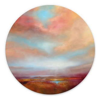 Wanddecoratie Lichtgevend veld in het zonlicht - Schmucker - Alu-Dibond Rond 