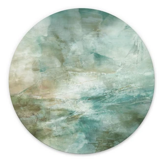 Wandbild Salbeigrünes Nebellicht - Schmucker - Alu-Dibond Rund Wandbild Salbeigrünes Nebellicht - Schmucker - Alu-Dibond Rund