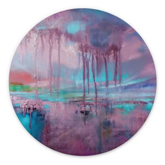 Wandbild Violetter Regen über blauem Dunst - Schmucker - Alu-Dibond Rund 