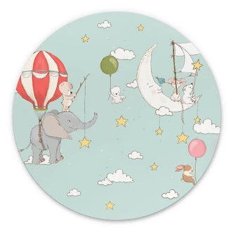 Dibond Wanddecoratie Vliegende dieren met heteluchtballon - Skellern 