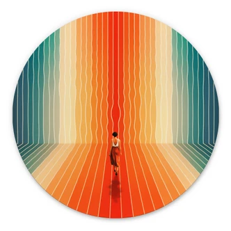 Wandbild Frau vor der Regenbogen-Kulisse - Taudalpoi - Alu-Dibond - Rund 